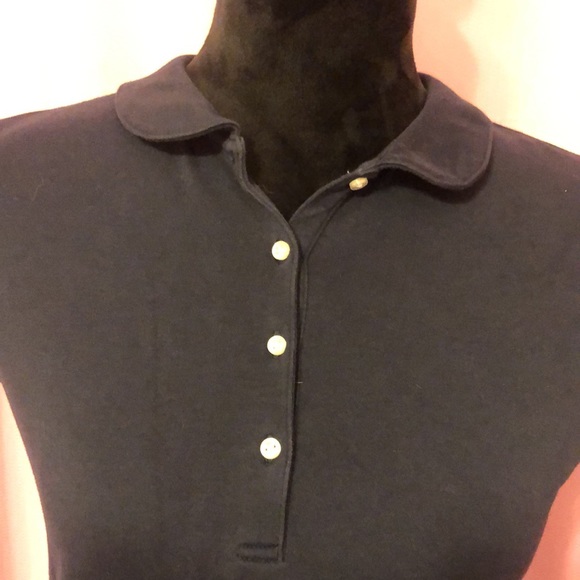 100% Cotton Navy Blue Lands End Peter Pan Collar Uniform Shirt - Picture 2 of 5